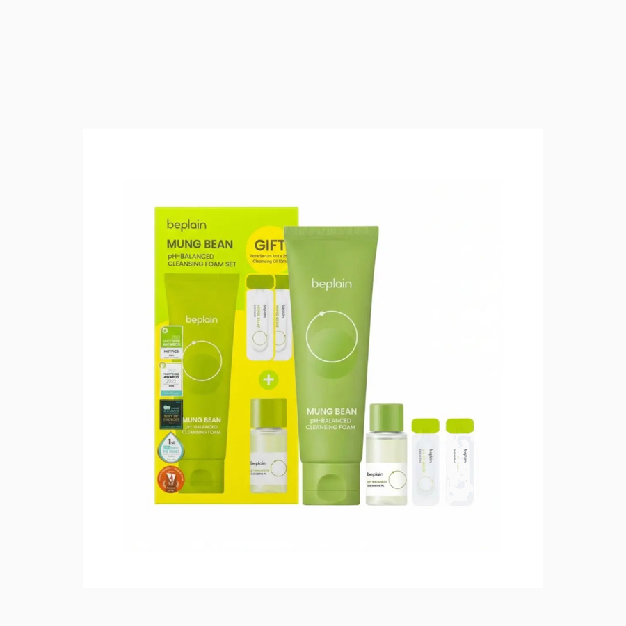 Beplain - Mung Bean Greenful pH balanced Cleansing Set (Foam 80ml+Oil 10ml)